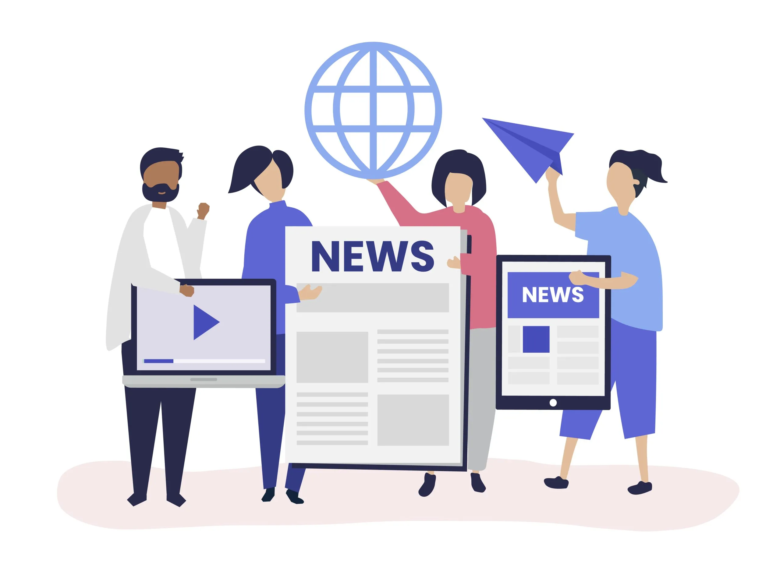 journalists showing different news formats
