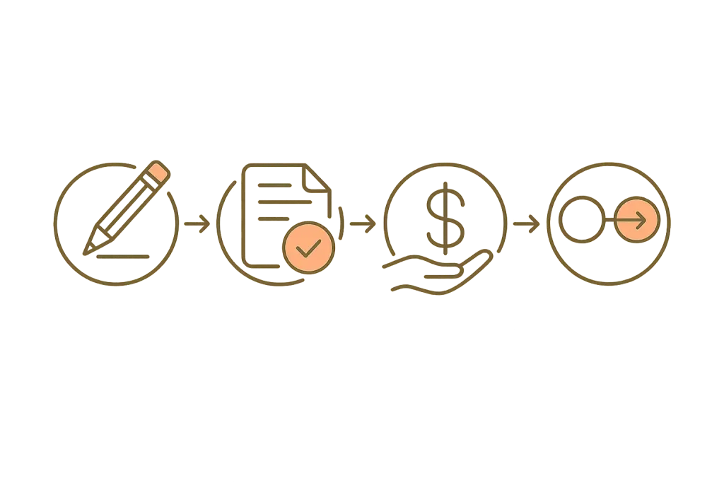 Minimal flow diagram with icons